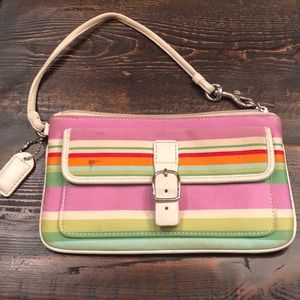 Multicolor coach wristlet